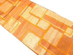 アンティーク　幾何学模様織り出し袋帯（着用可）